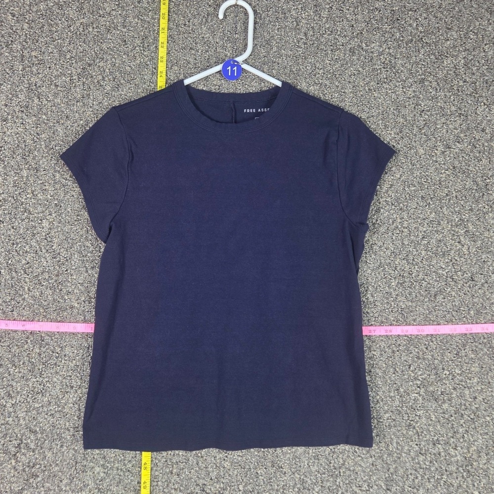 Free Assembly T-Shirt Womens L Navy Blue Short Sleeve Ribbed Crew Neck Tee